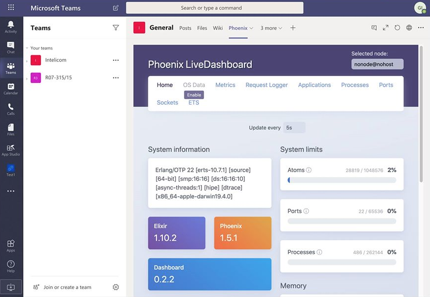 microsoft teams razvoj aplikacij